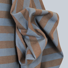 Load image into Gallery viewer, Blue/Brown Cotton/Linen Stripe