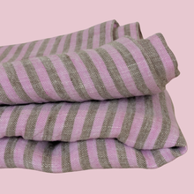 Load image into Gallery viewer, Pink/Grey Stripe Washed Linen