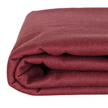 Load image into Gallery viewer, Red organic cotton Denim fabric with flannel back folded view