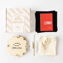 Load image into Gallery viewer, Flower Press Crafts kit featuring wooden press, tools, and guide for flower pressing.