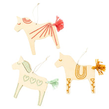 Load image into Gallery viewer, Wooden Dala Horses Embroidery Kit