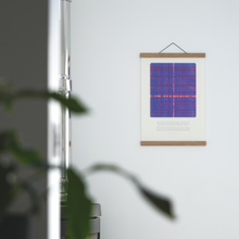 Load image into Gallery viewer, Oak poster hanger with flexible magnetic strip wall mounted on  display. Limited edition riso print graphic collaboration between Bawn and Ploterre. Suitable for A3 poster display - portrait orientation. 
