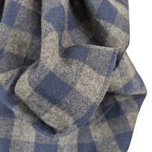 Load image into Gallery viewer, Organic cotton flannel check fabric green and navy draped view