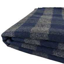 Load image into Gallery viewer, Organic cotton flannel check fabric green and navy folded view
