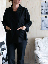 Load image into Gallery viewer, The Assembly Line Sewing Pattern. Model Wearing Wrap Jacket