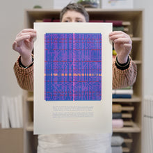 Load image into Gallery viewer, Bevan of Bawn holding up a copy of the limited edition riso print graphic made in collaboration with Ploterre using publicly available data from Glasgow City Council. Location of Photo is 613 Pollokshaws Road, Glasgow. 
