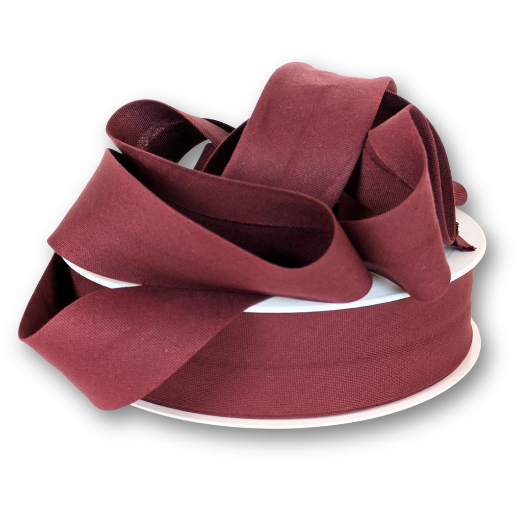 30mm Open/15mm Fold Bias Binding Col. 32 Burgundy