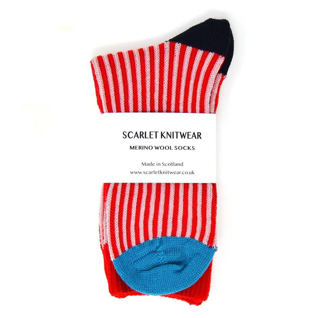 Pink/Red Merino Socks UK4-7