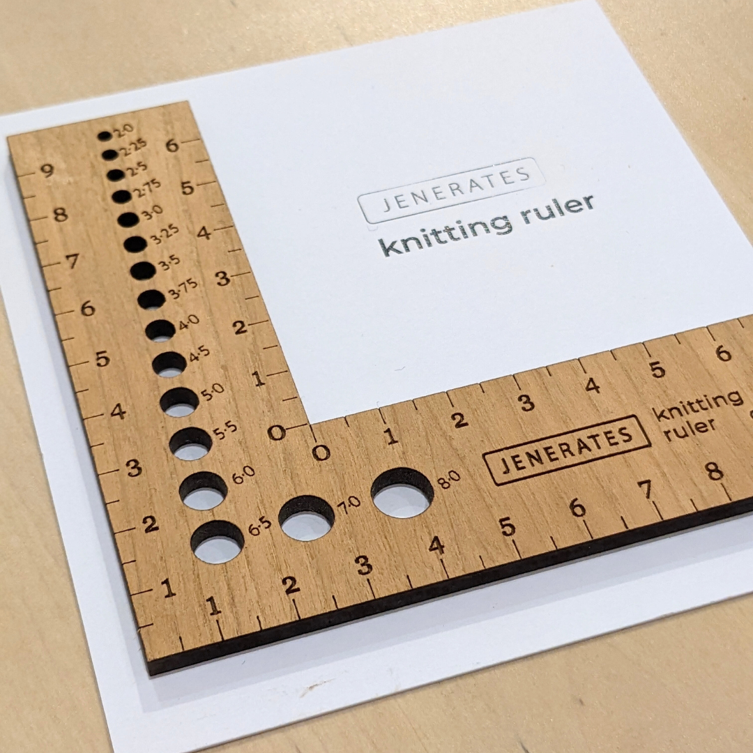 Jenerates Knitting Ruler and needle gauge – Bawn Textiles