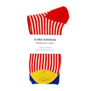 Red/Cream Merino Socks UK4-7