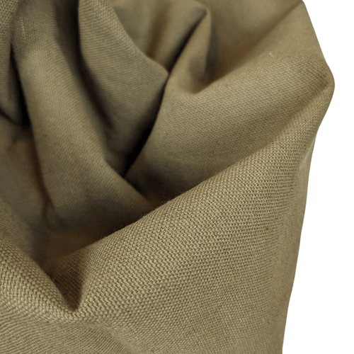 Lightweight cotton canvas fabric draped view green colour