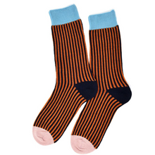 Load image into Gallery viewer, Rust/Navy Merino Socks UK4-7
