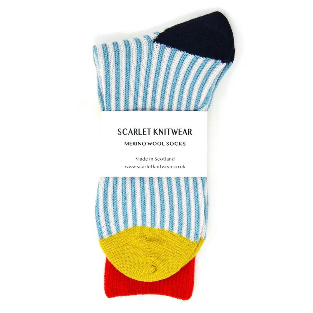 Pale Blue/Cream Merino Socks UK4-7