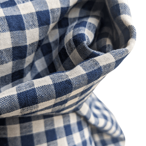 Blueberry navy linen gingham fabric 