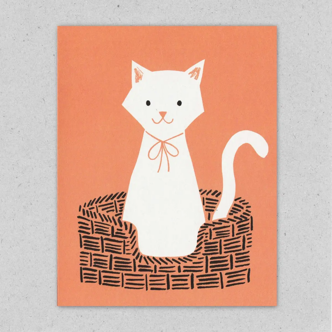 Cat Mini Card Cat Basket Mini Card – Bawn Textiles