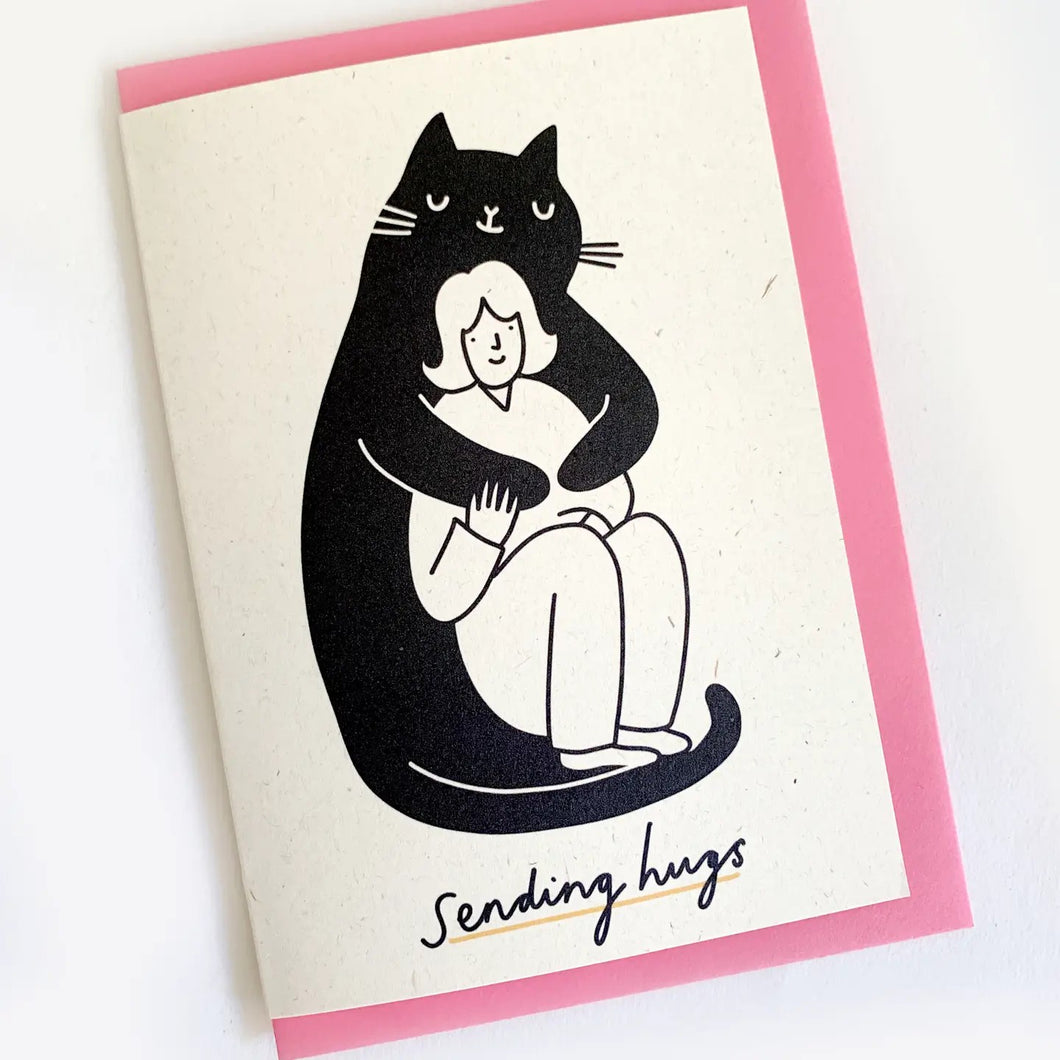 Giant Cat Sending Hugs Card