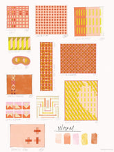 Load image into Gallery viewer, Quilted Home sketch book ideas for quilted textiles, orange, pink, yellow colour scheme
