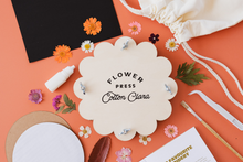 Load image into Gallery viewer, Wooden Flower Press Crafts kit displayed with flowers, tools, and materials for botanical art.
