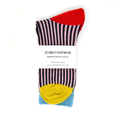 Pink/Navy Merino Socks UK4-7