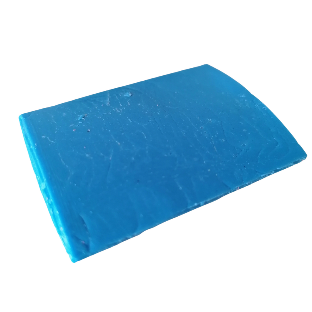 Blue rectangle tailors wax on white background