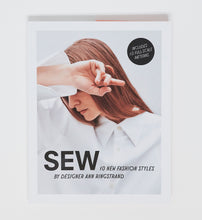 Load image into Gallery viewer, Sew by Ann Ringstrand Front Cover woman in white shirt, black text 
